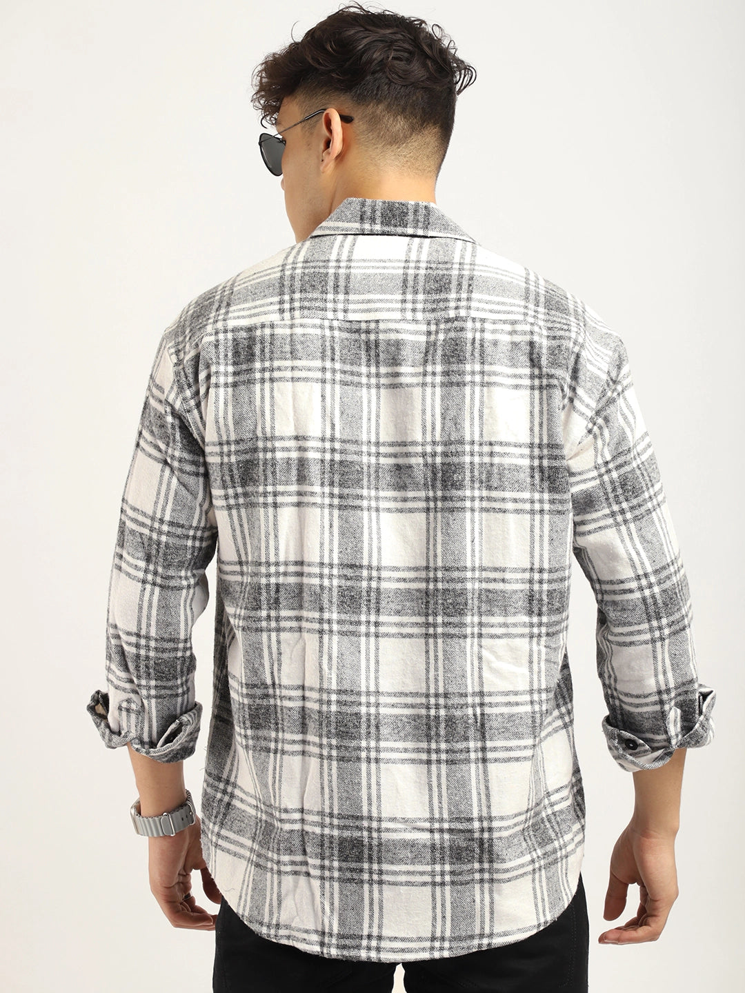 Fabric Falanel Check White Full Sleeve Shirt