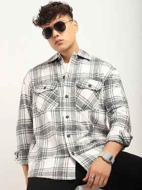 Fabric Falanel Check White Full Sleeve Shirt