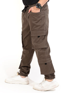 Yellowish Cotton Twill Baggy Fit 8 Pocket Cotton Cargo