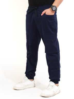 Navy Cotton Twill Baggy Fit 8 Pocket Cotton Cargo