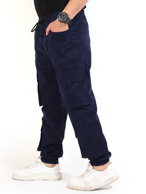 Navy Cotton Twill Baggy Fit 8 Pocket Cotton Cargo