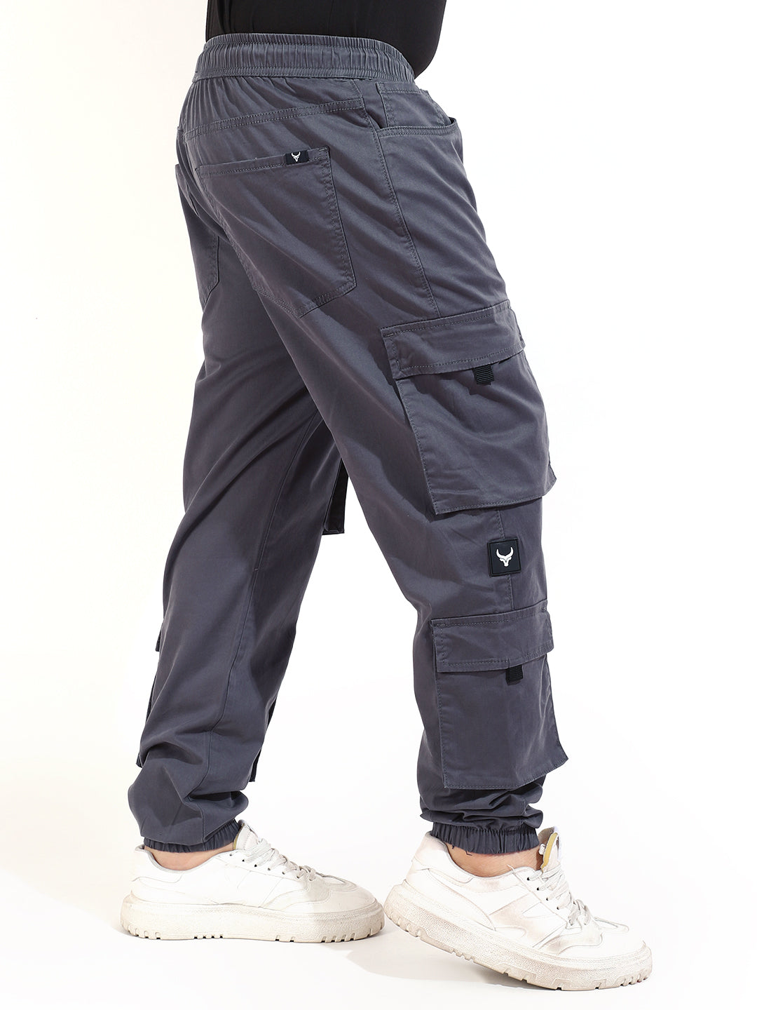 Ash Grey Cotton Twill Baggy Fit 8 Pocket Cotton Cargo