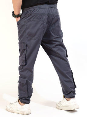 Ash Grey Cotton Twill Baggy Fit 8 Pocket Cotton Cargo