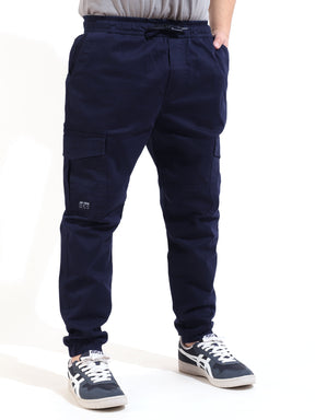 Navy Cotton Twill Jogger Fit Cargo
