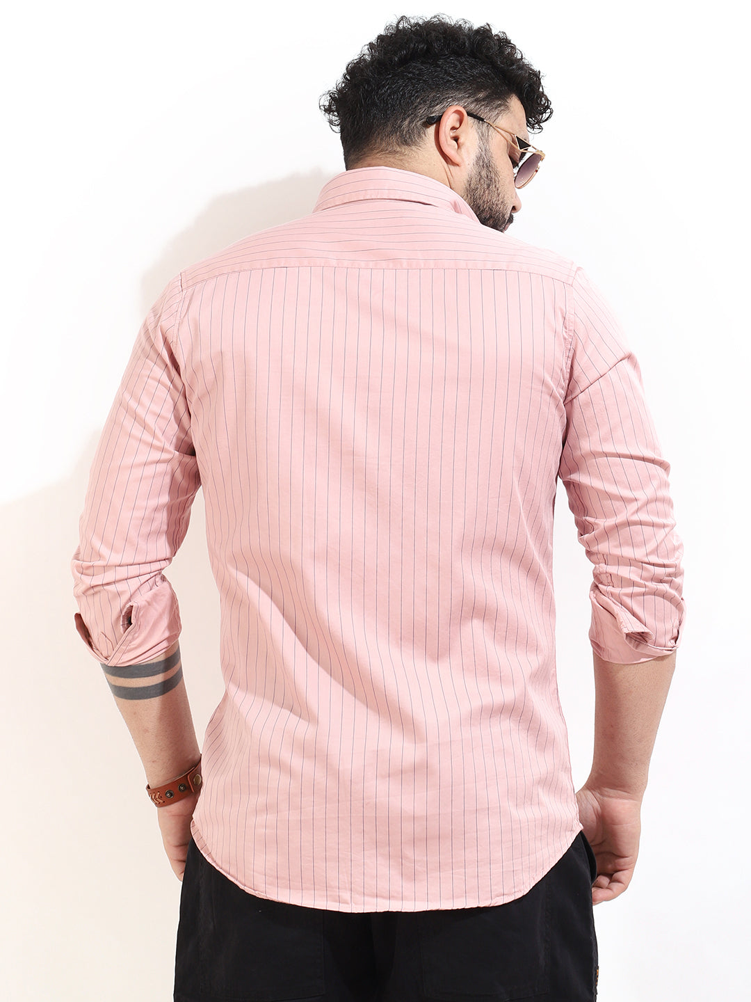 Peach Cotton Twill Stripe Shirt