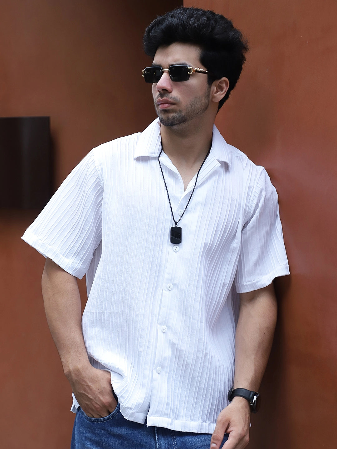 Lush White Half Sleeve Shirt