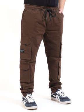 Brown 8 Pocket Cotton Twill Baggy Fit Cargo