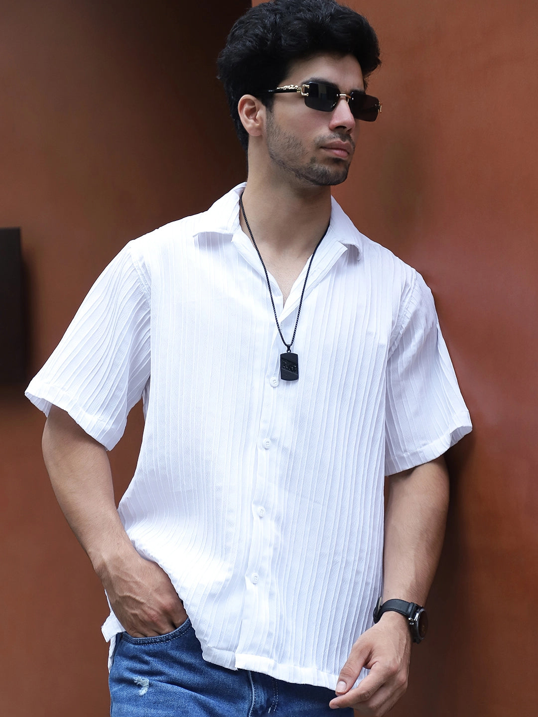 Lush White Half Sleeve Shirt