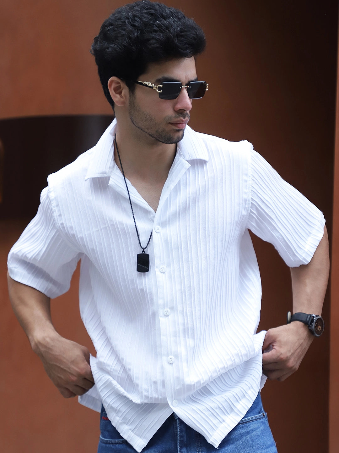 Lush White Half Sleeve Shirt