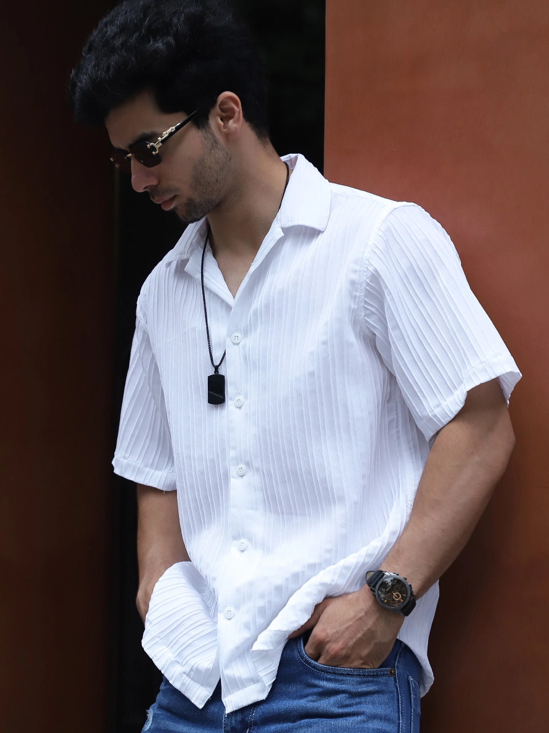 Lush White Half Sleeve Shirt