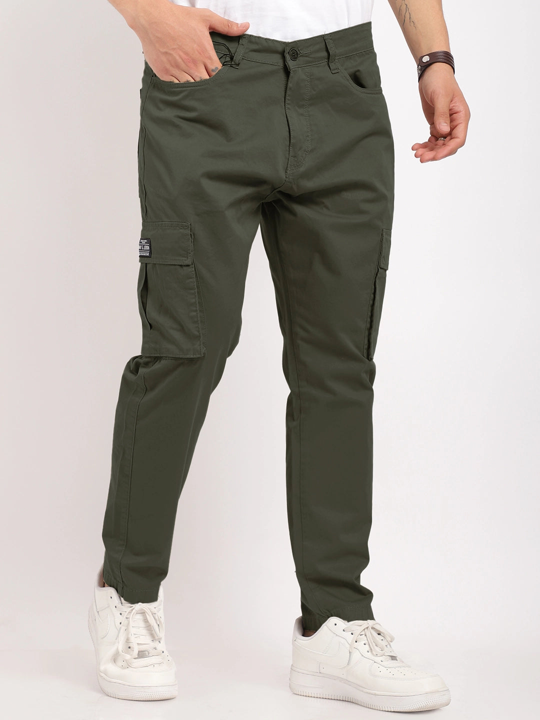 Barons Dark Olive Green Cotton Cargo