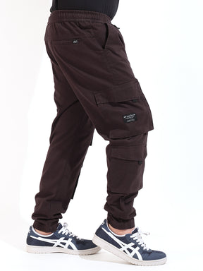 Coffee 8 Pocket Cotton Twill Baggy Fit Cargo