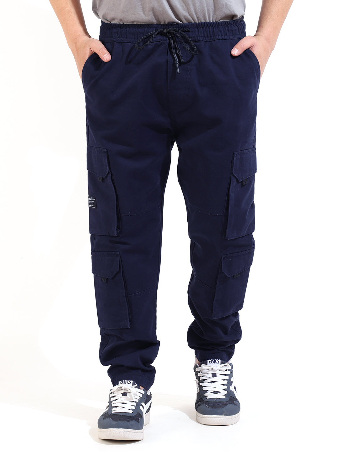 Navy 8 Pocket Cotton Twill Baggy Fit Cargo