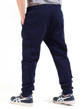 Navy 8 Pocket Cotton Twill Baggy Fit Cargo