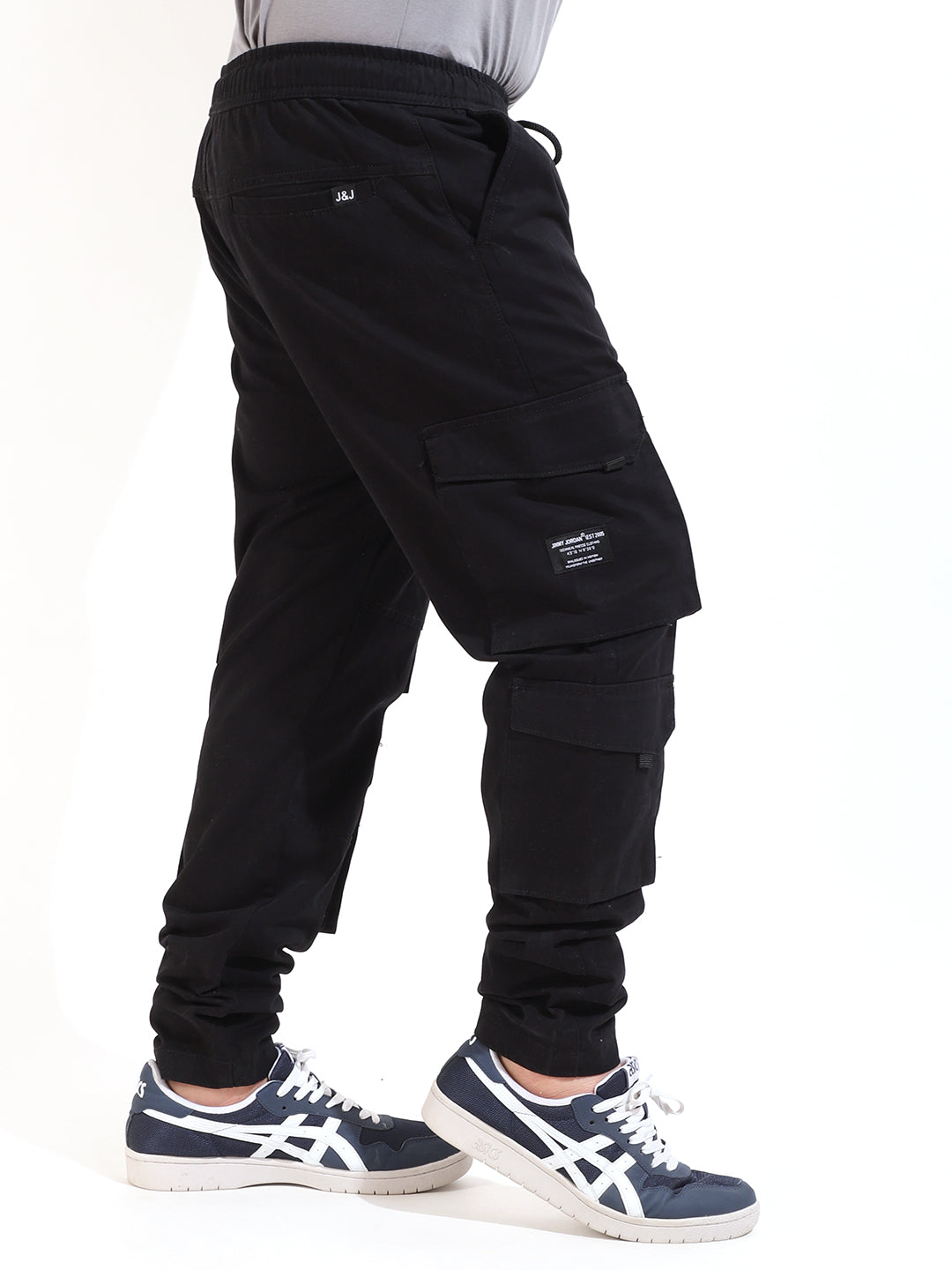 Black 8 Pocket Cotton Twill Baggy Fit Cargo