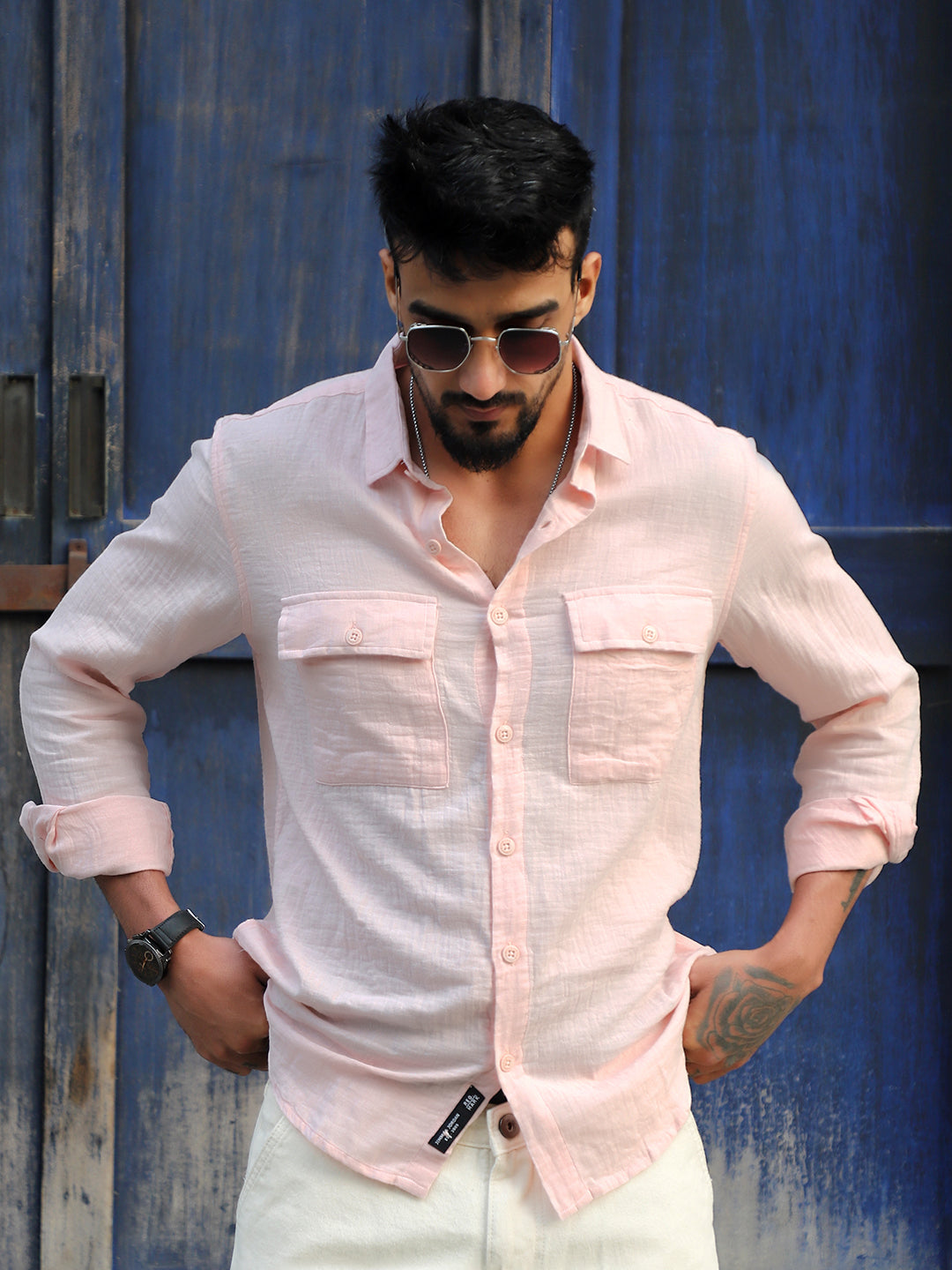 Vero Vibe Lucas Double Clothe Blush Pink Shirt