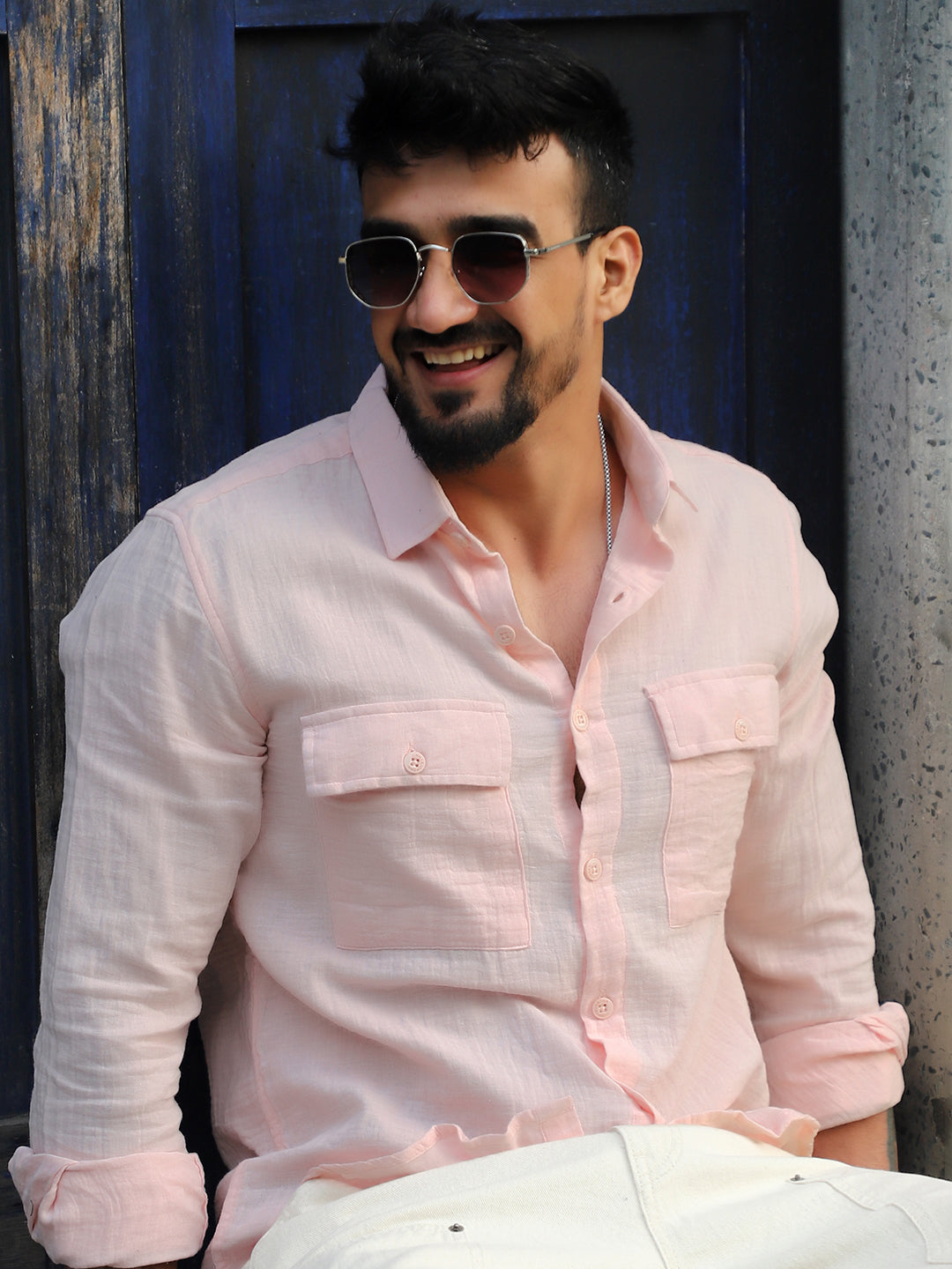 Vero Vibe Lucas Double Clothe Blush Pink Shirt