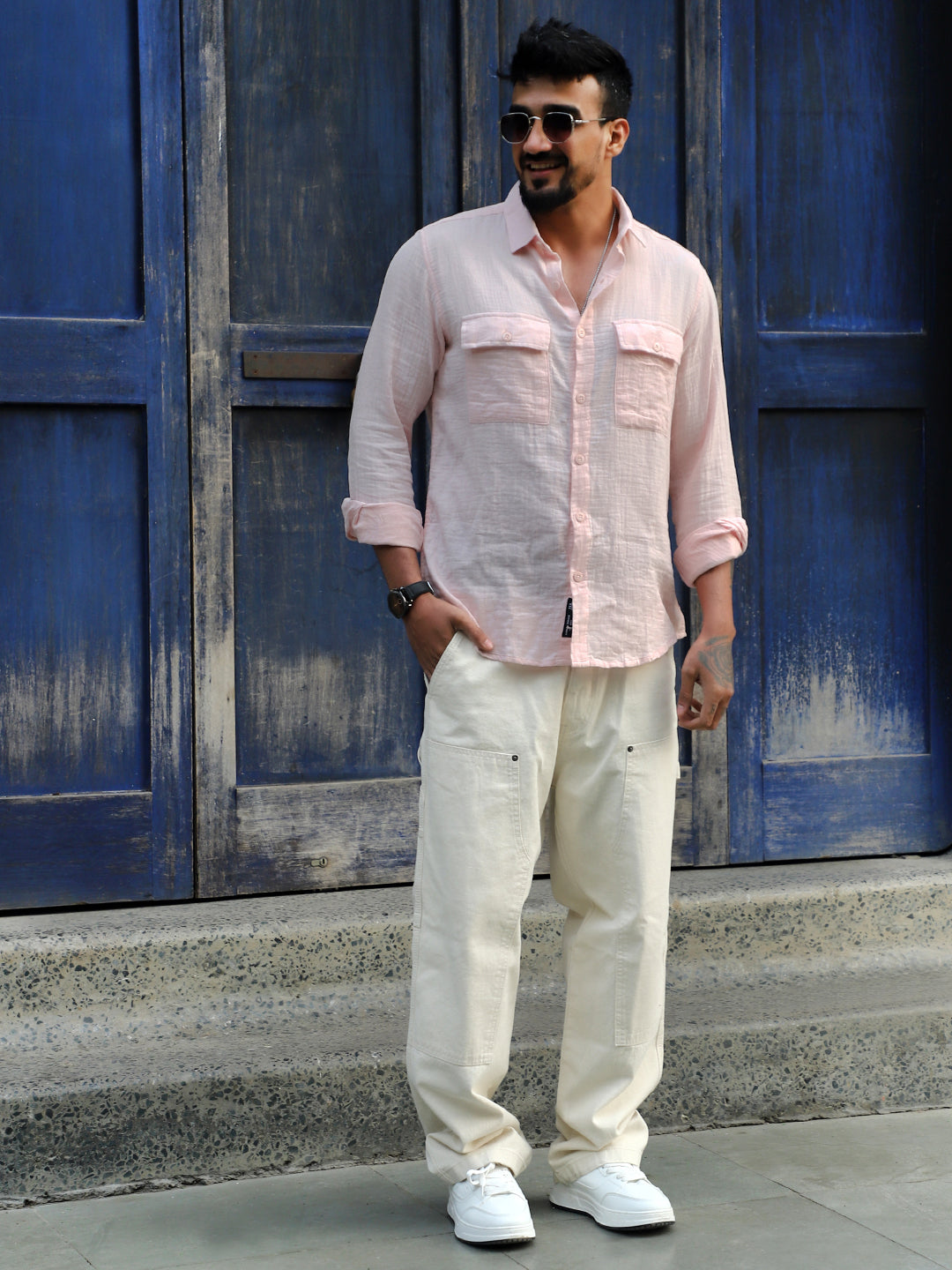 Vero Vibe Lucas Double Clothe Blush Pink Shirt