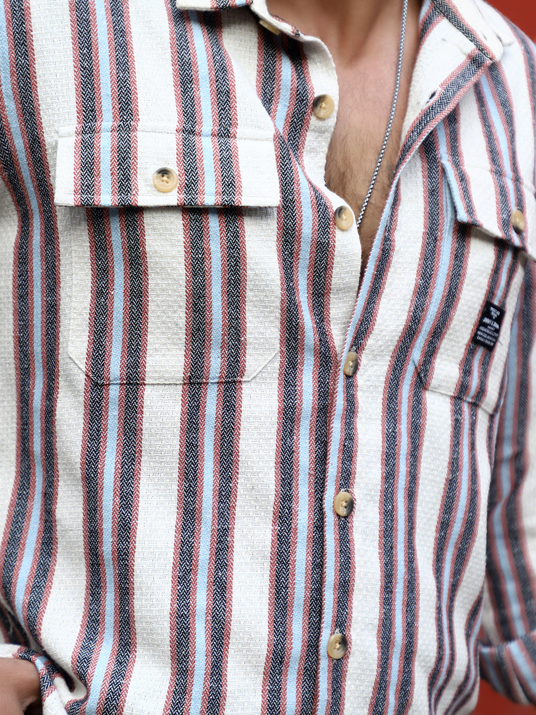 Santorini Beige Stripe Full Sleeve Shirt