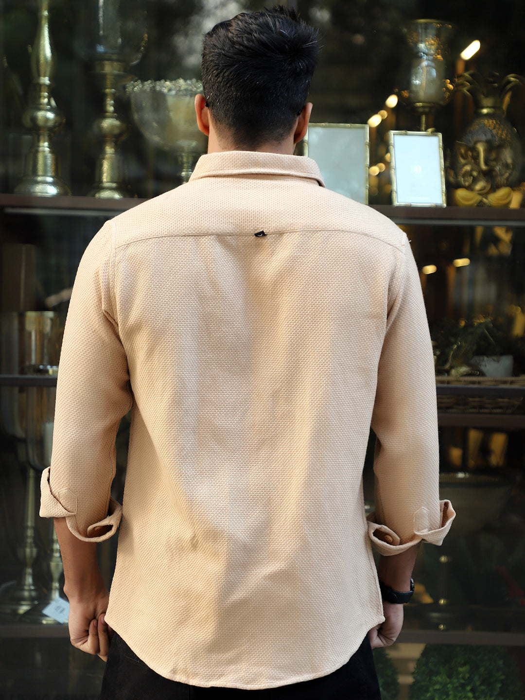 Tuscan Almond Brown Texture Full Sleeve Shirt