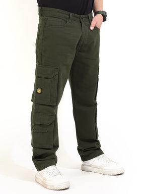 Olive Cotton Drill 8 pocket Baggy Fit Cargo