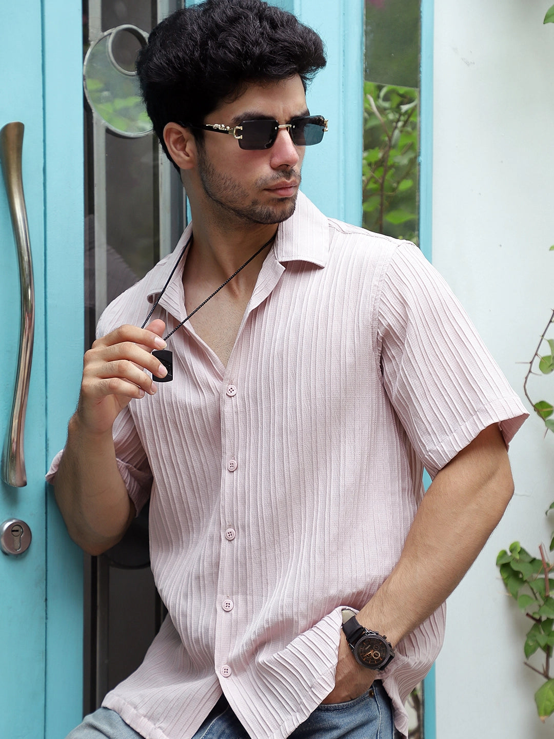 Lush Light Peach Half Sleeve Shirt