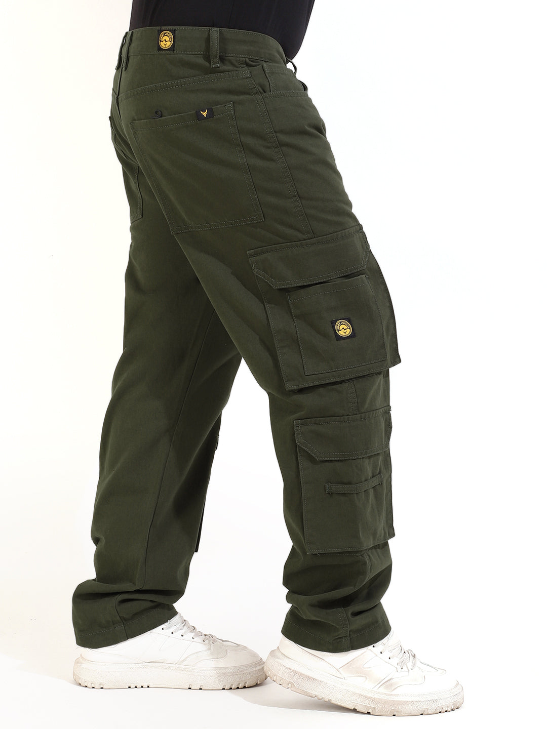 Olive Cotton Drill 8 pocket Baggy Fit Cargo