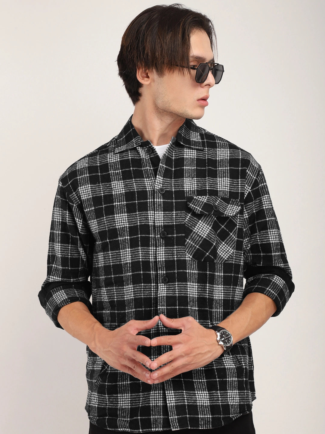 Falanel Check Black Full Sleeve Shirt