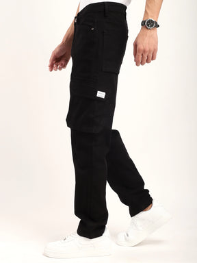 Black Baggy Fit Denim Cargo