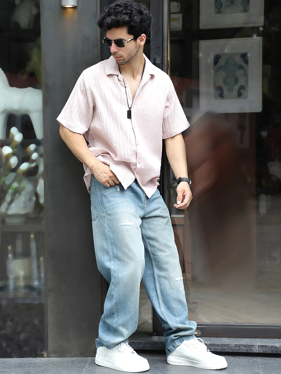 Raw Edge Ice Blue Baggy Fit Jeans