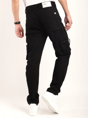 Black Baggy Fit Denim Cargo