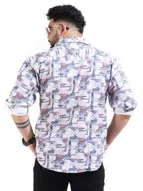 Pink Print Texture Crush Oversized Shirt