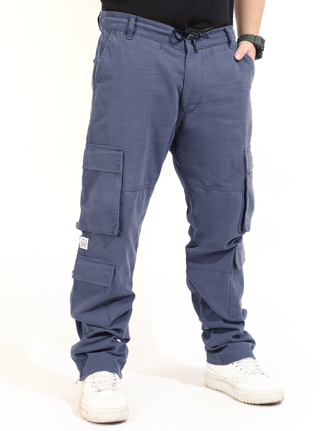 Ash Grey Cotton Drill 8 pocket Baggy Fit Cargo