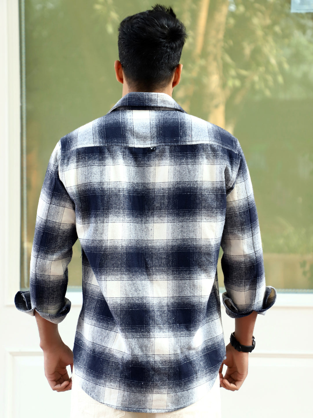 Afterdark Dark Blue Check Full Sleeve Shirt