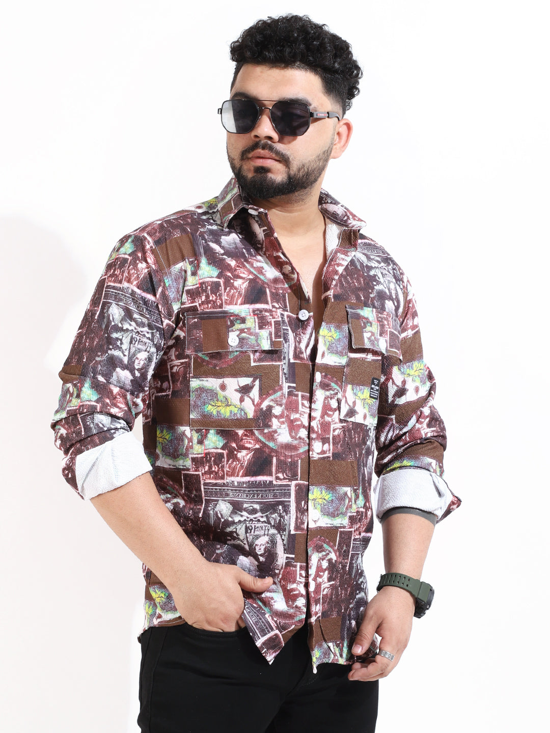 Brown Digital Print Shirt