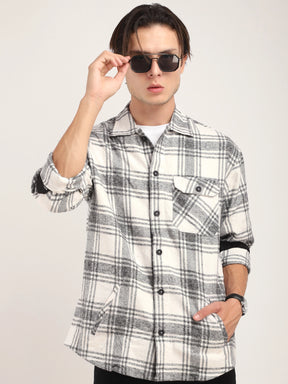 Falanel check White Full Sleeve Shirt