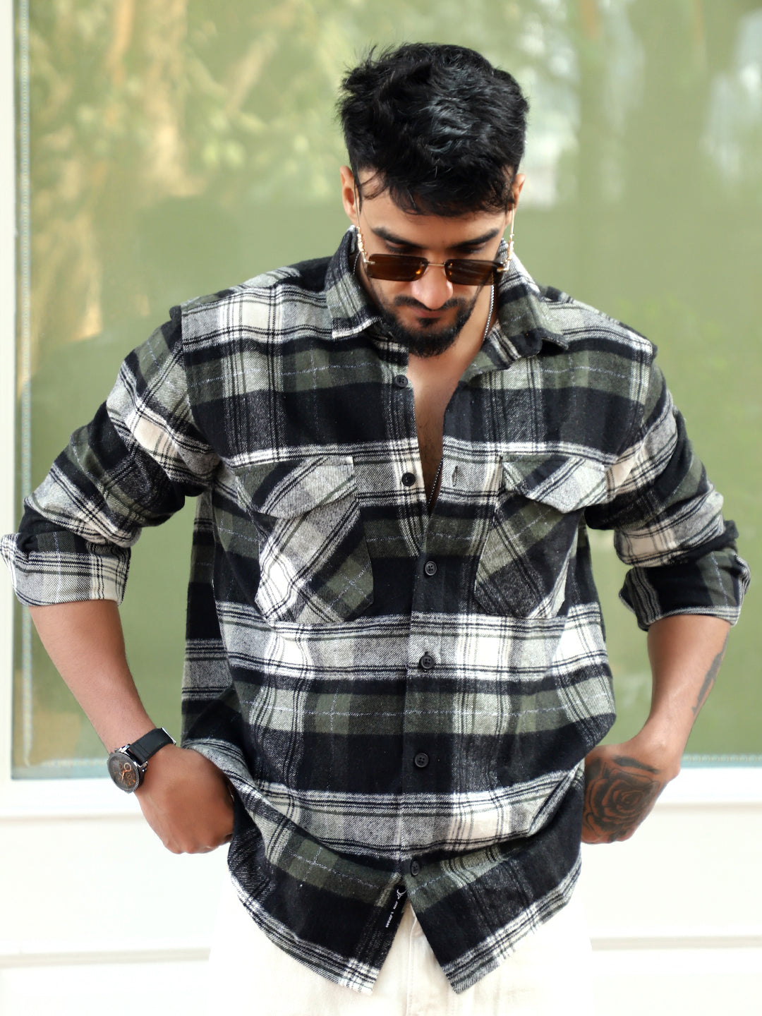 Afterdark Olive Check Full Sleeve Shirt