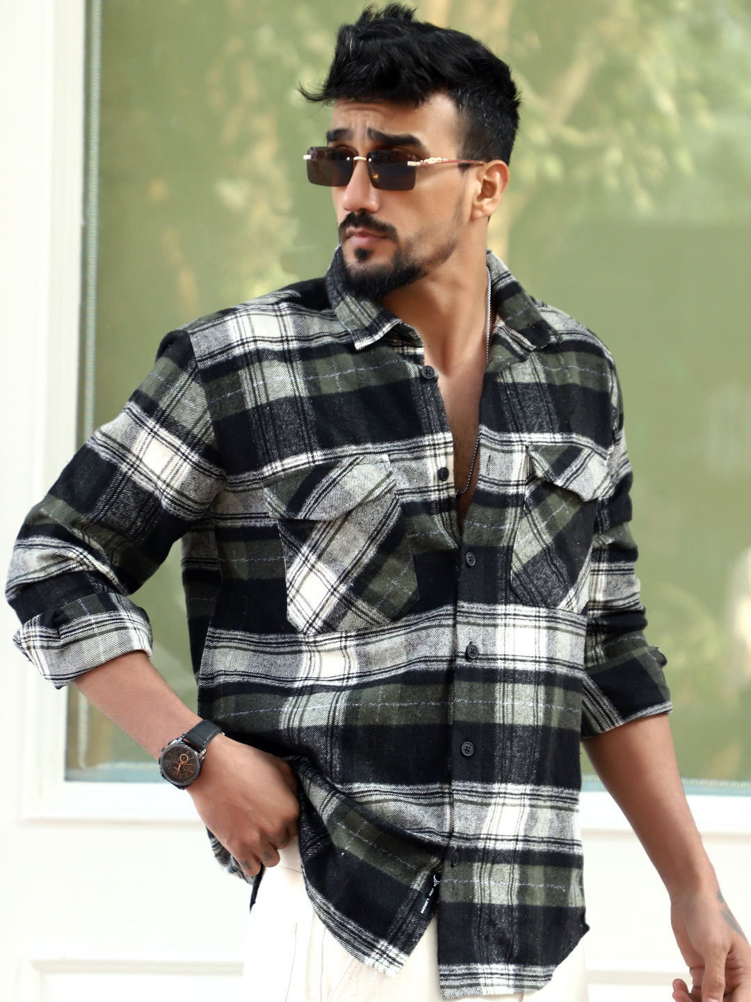 Afterdark Olive Check Full Sleeve Shirt