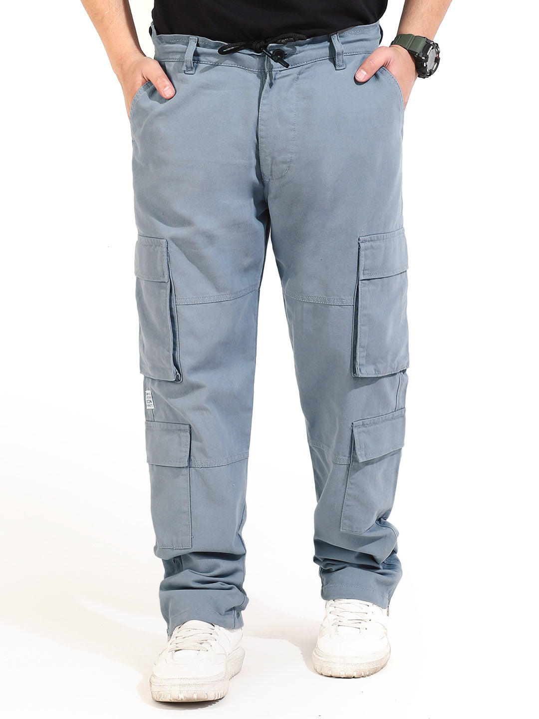 Ash Blue Cotton Drill 8 pocket Baggy Fit Cargo
