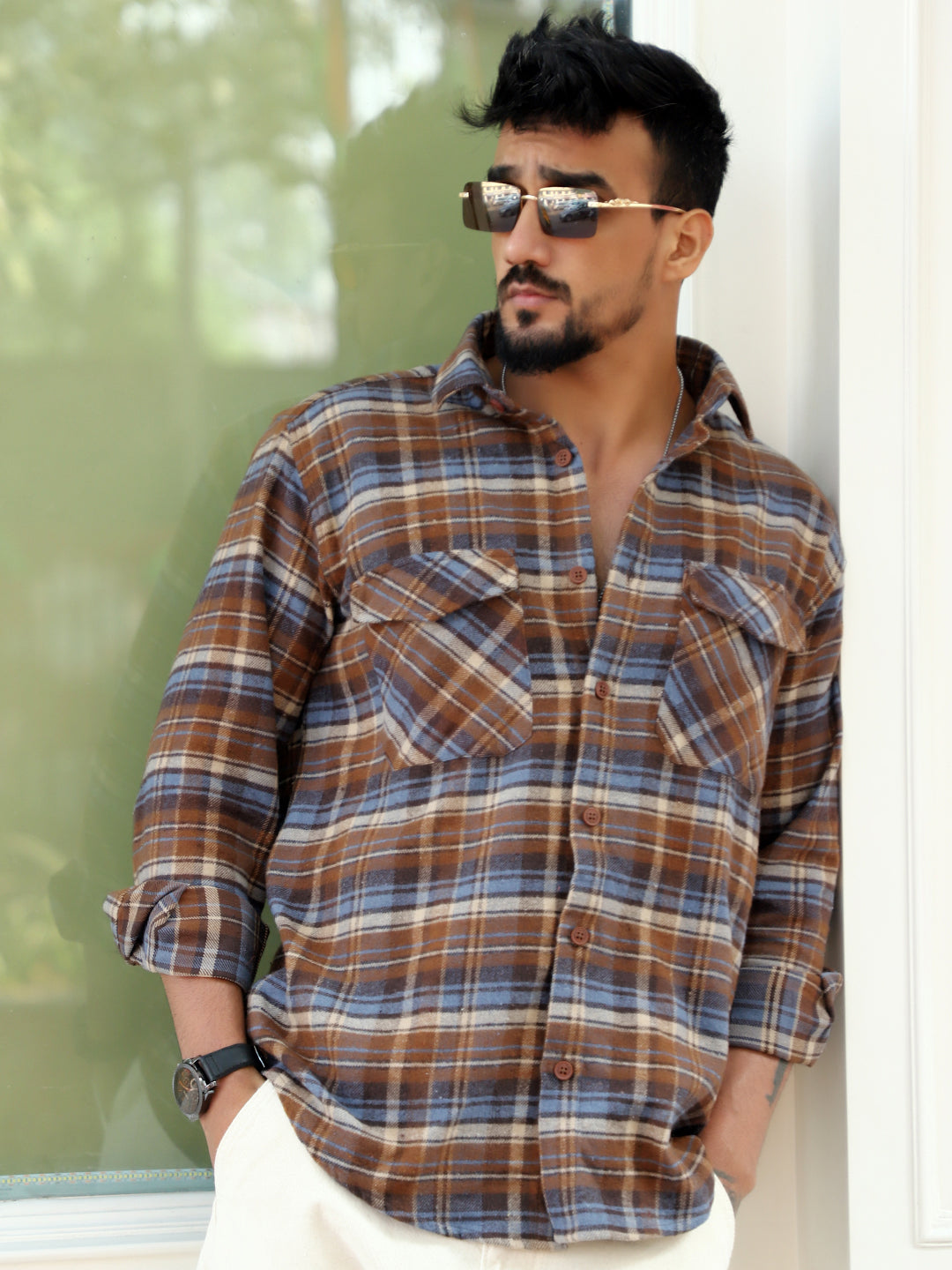Afterdark Brown Check Full Sleeve Shirt