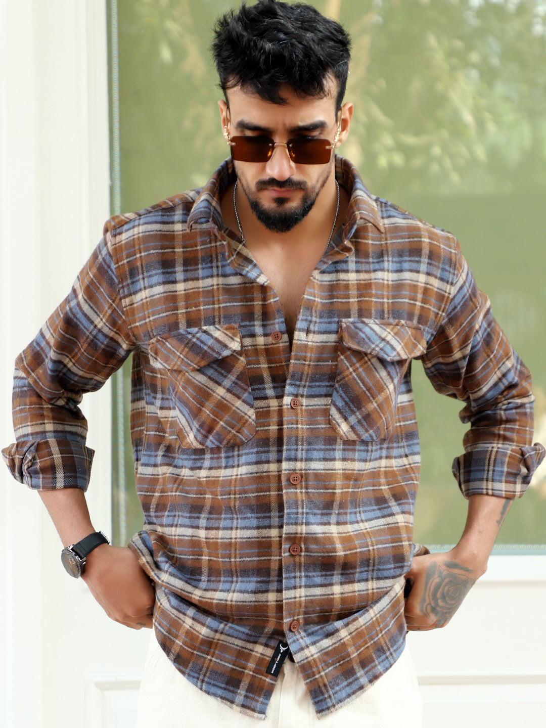 Afterdark Brown Check Full Sleeve Shirt