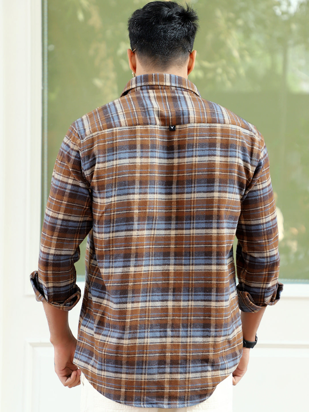 Brown Check Flannel Shirt for Men – Classic Casual Fit