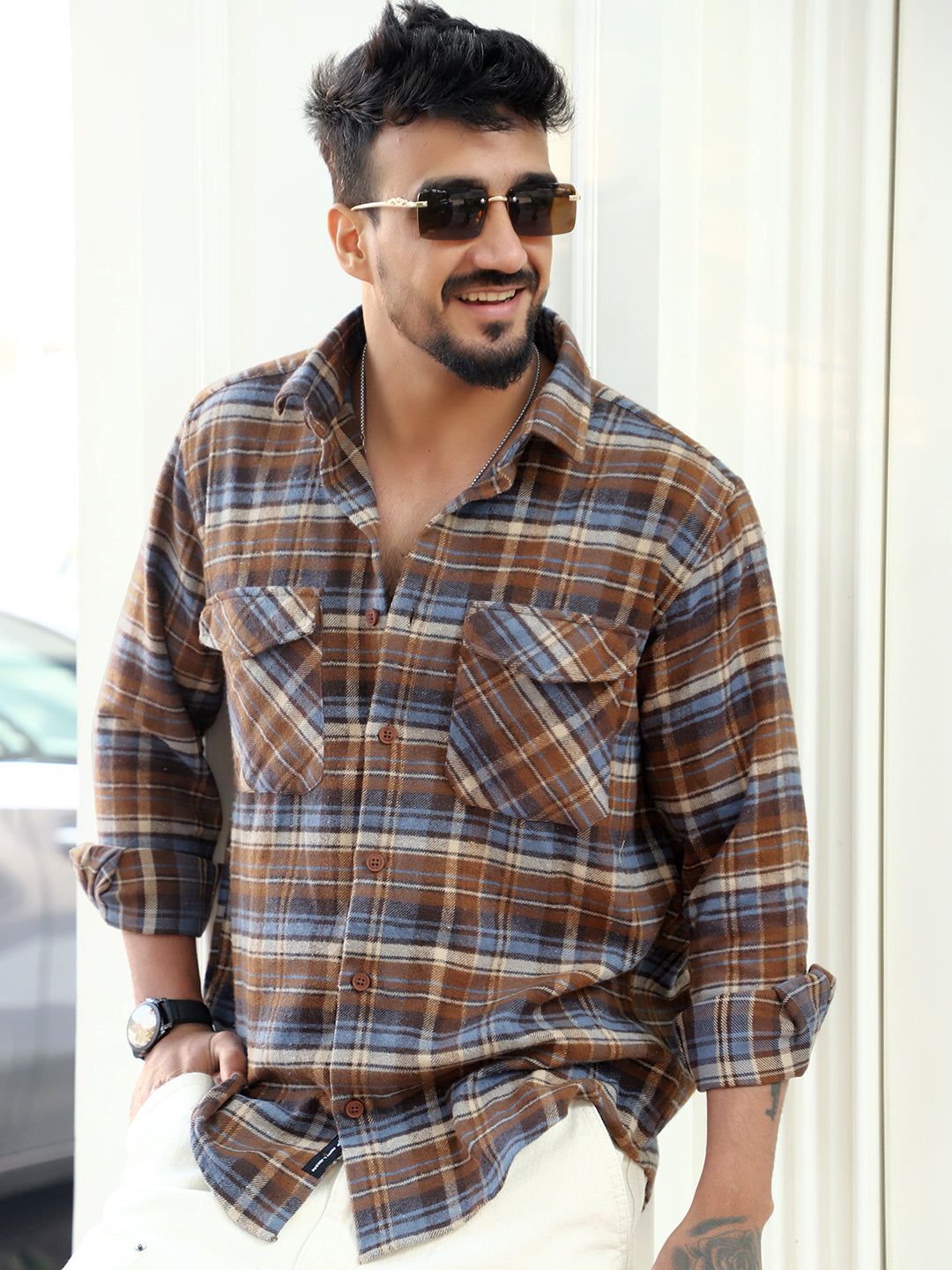 Afterdark Brown Check Full Sleeve Shirt