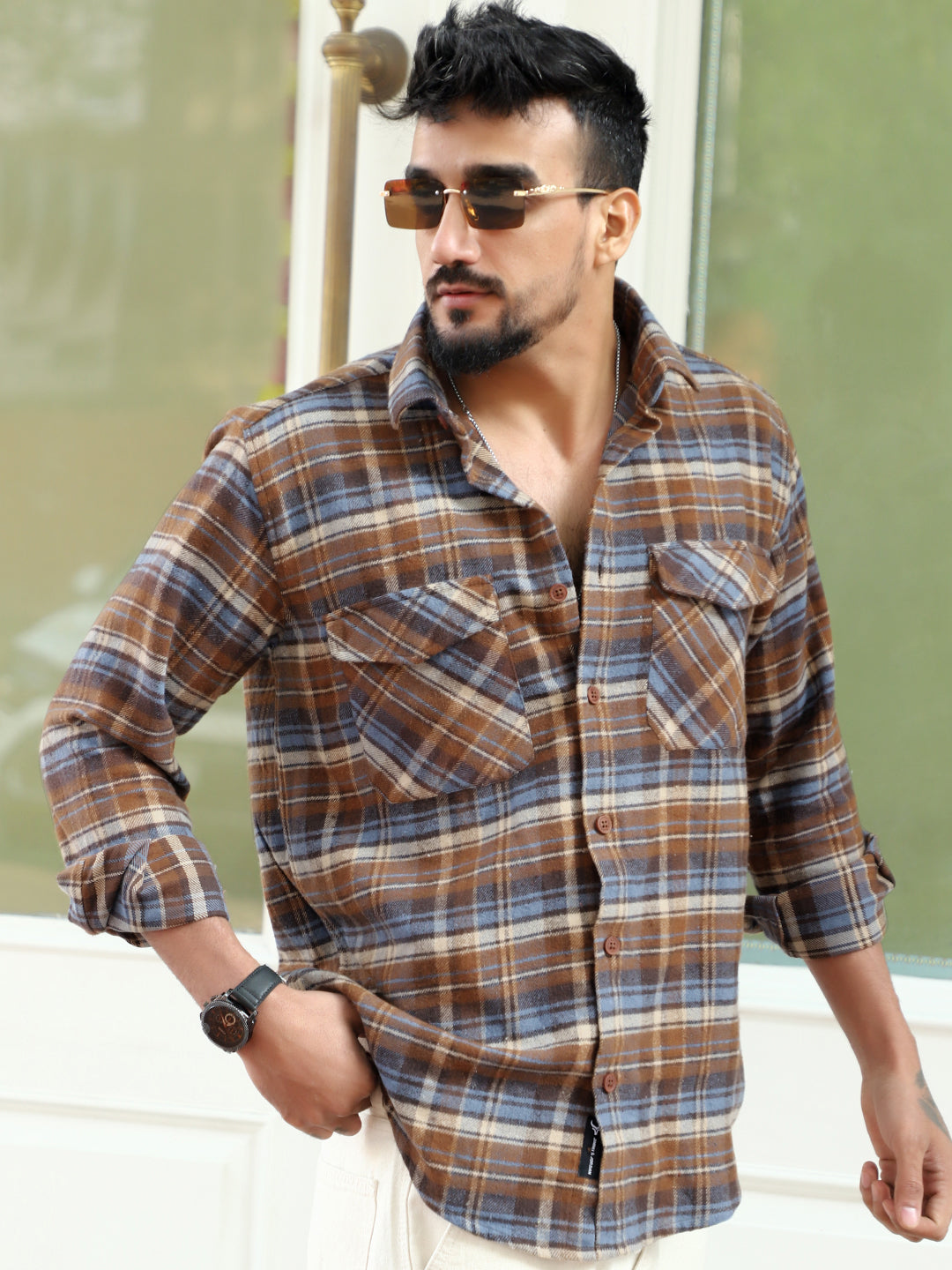 Afterdark Brown Check Full Sleeve Shirt