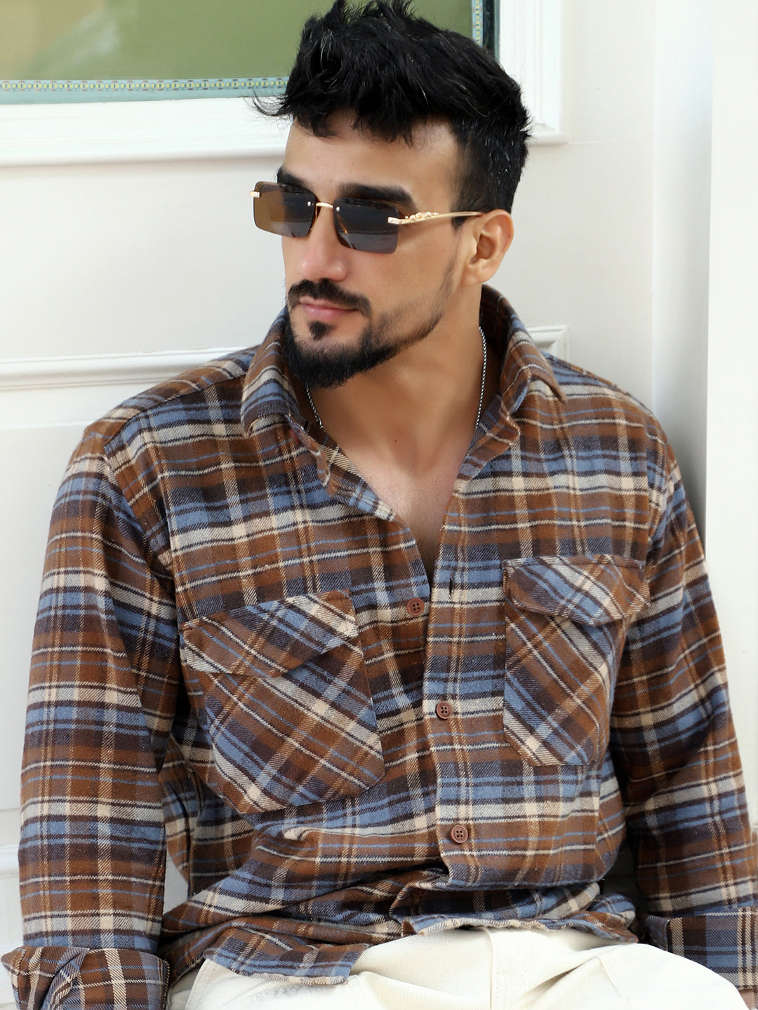 Afterdark Brown Check Full Sleeve Shirt