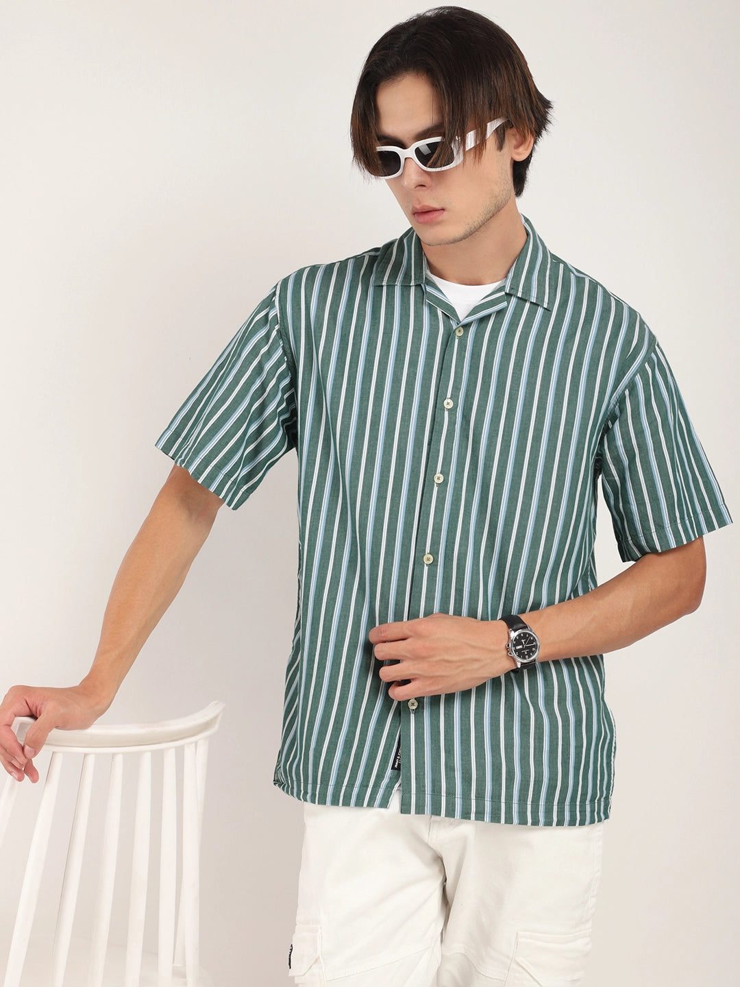 Vivid cotton Sea Green Half Sleeves Shirt