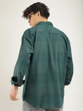 Frosted Craft Deep Green Washed Check Full Sleeve Shirt