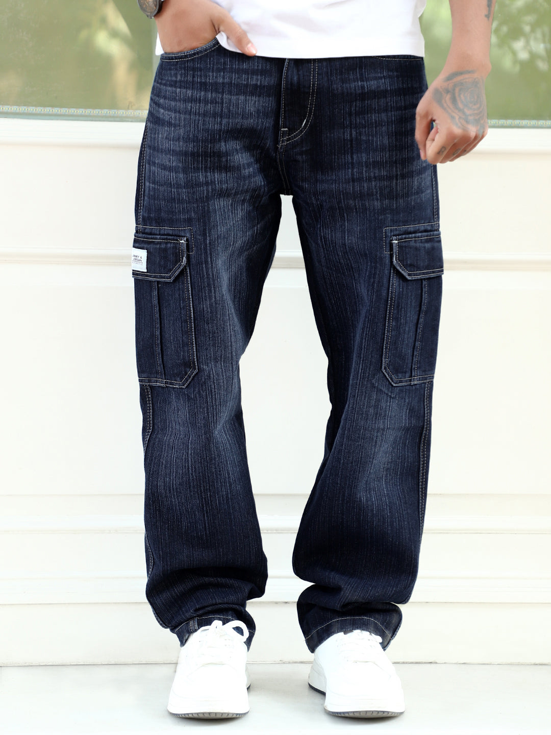 Caventor Noval Blue Baggy Fit Denim Cargo