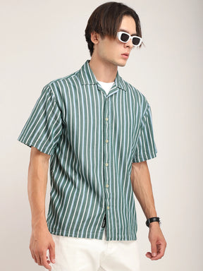 Vivid Cotton Sea Green Half Sleeves Shirt