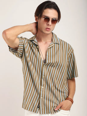 Vivid cotton Khaki Half Sleeves Shirt